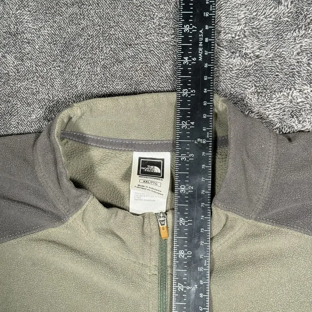 The North Face TKA 100 Fleece Mens 2XL Quarter Zip Olive Gray